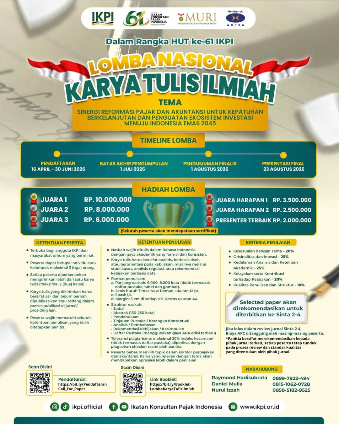 Lomba Nasional Karya Tulis Ilmiah IKPI 2026 - Poster 2