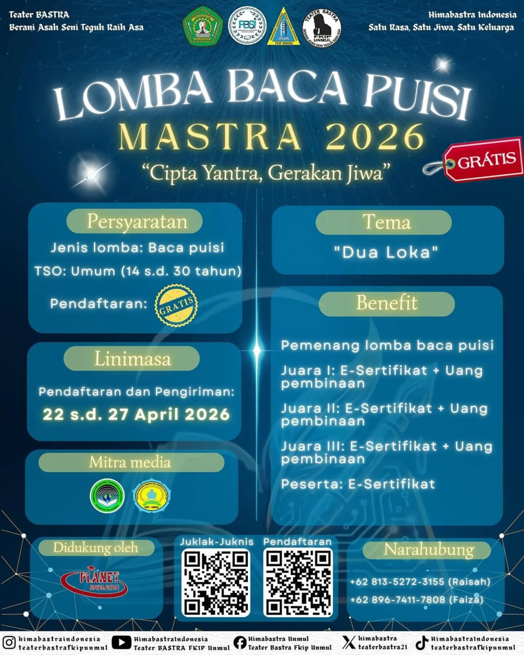 Lomba Baca Puisi MASTRA 2026 - Poster 2