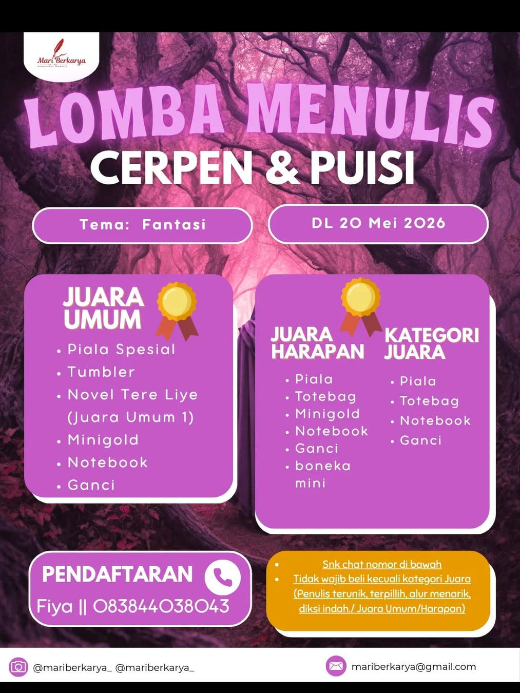 LOMBA MENULIS CERPEN & PUISI TEMA FANTASI - Poster 2