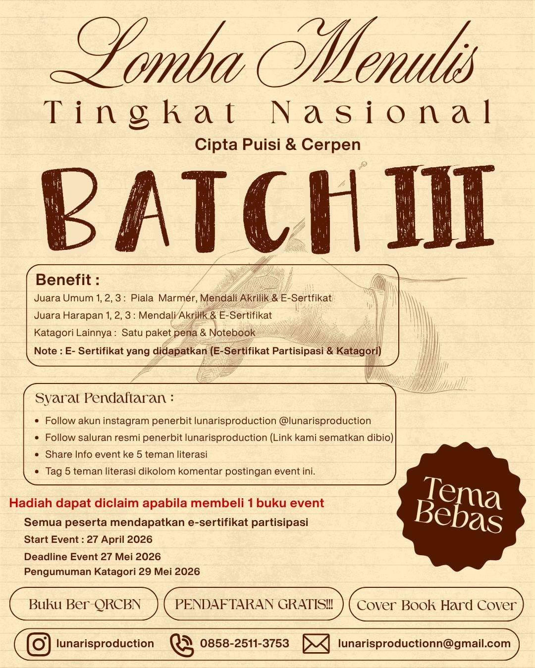 Lomba Menulis Nasional Batch III Cipta Puisi & Cerpen - Poster 2