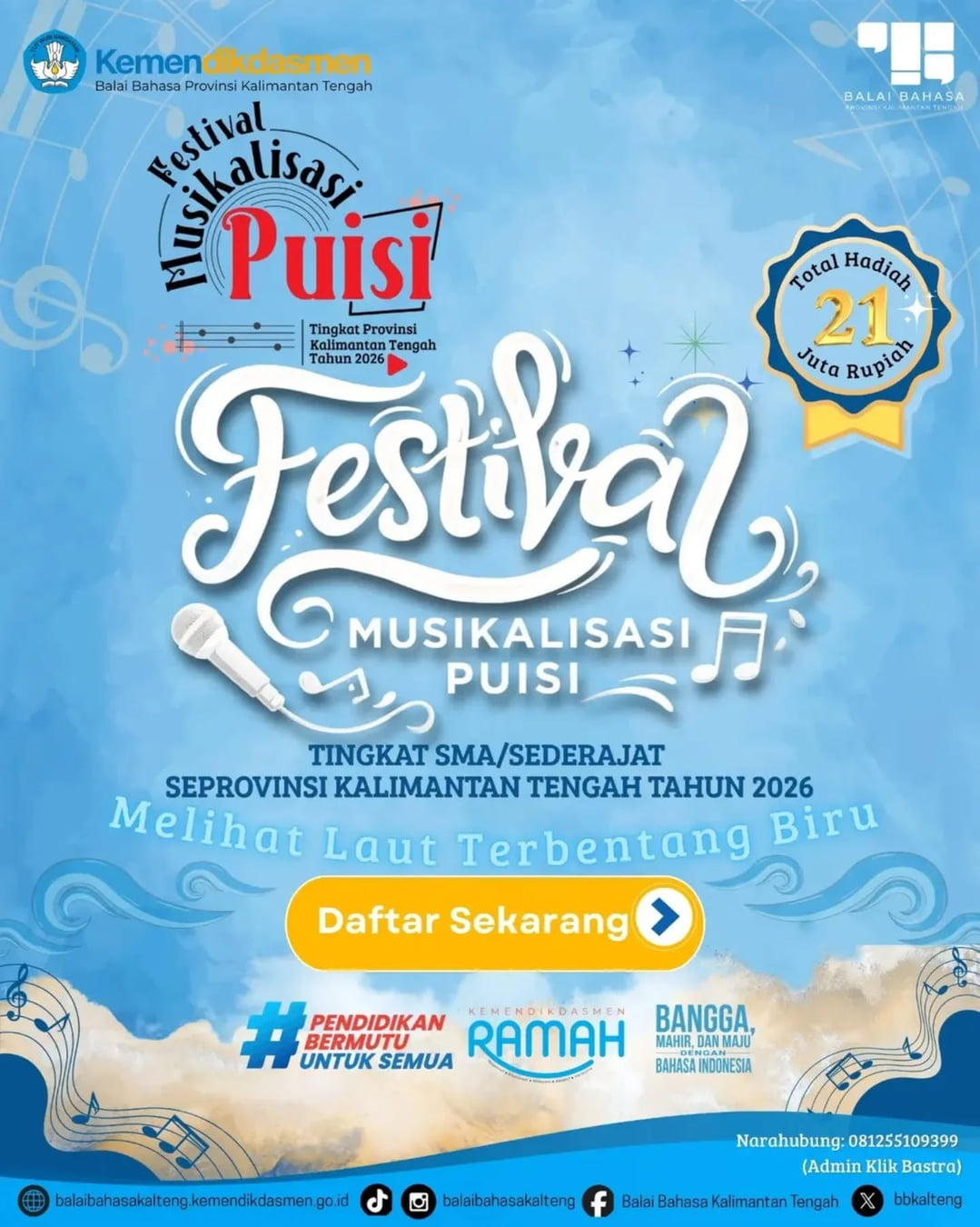 Festival Musikalisasi Puisi Tingkat Provinsi Kalimantan Tengah Tahun 2026 - Poster 2