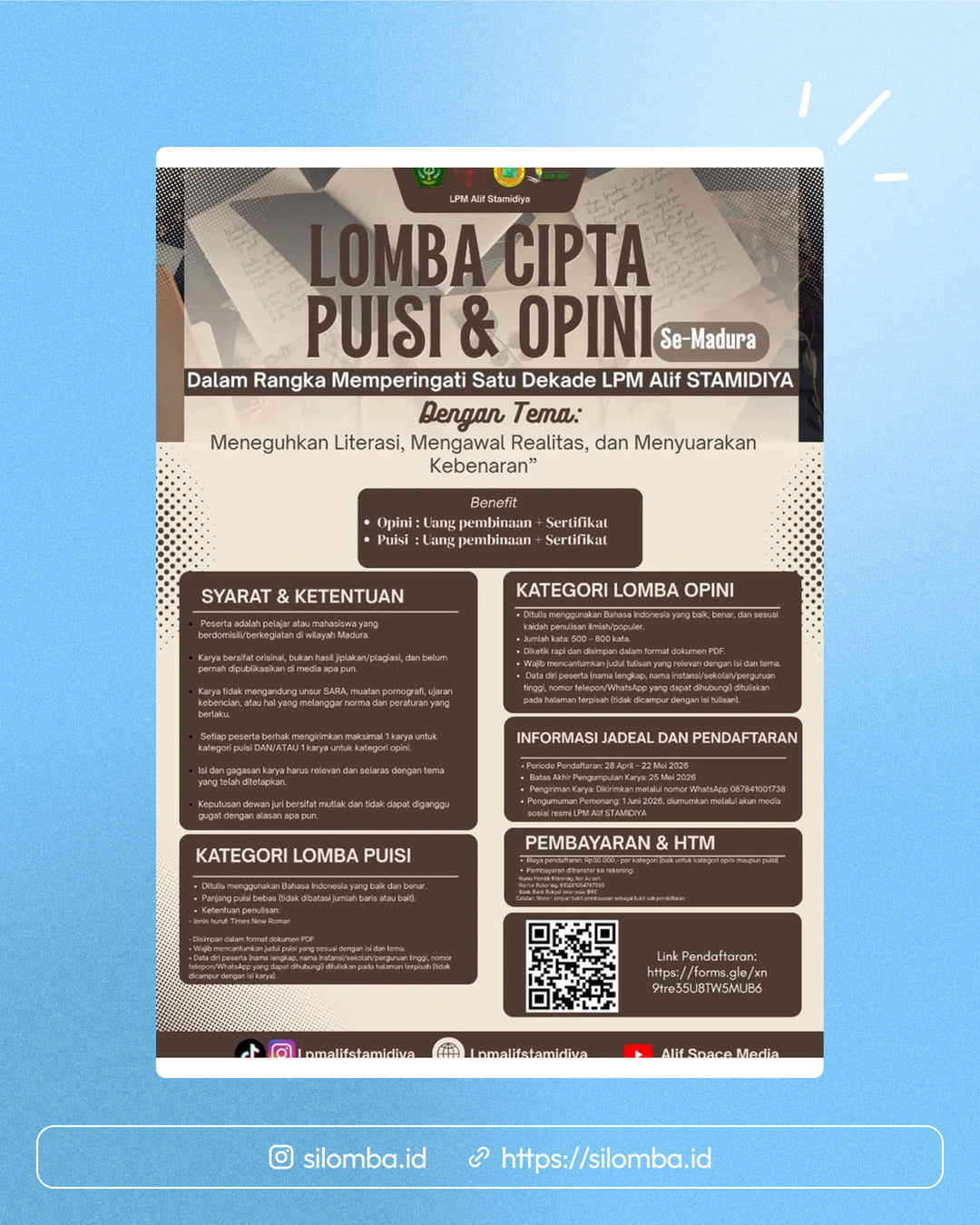 LOMBA CIPTA PUISI & OPINI 2026 (SE-MADURA) - Poster 1