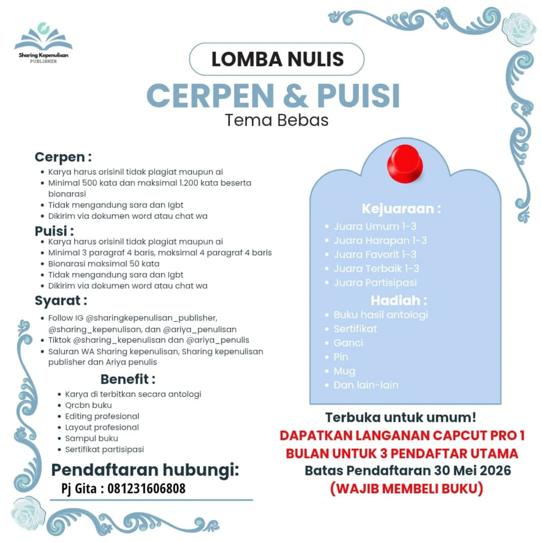 LOMBA NULIS CERPEN & PUISI - TEMA BEBAS - Poster 2