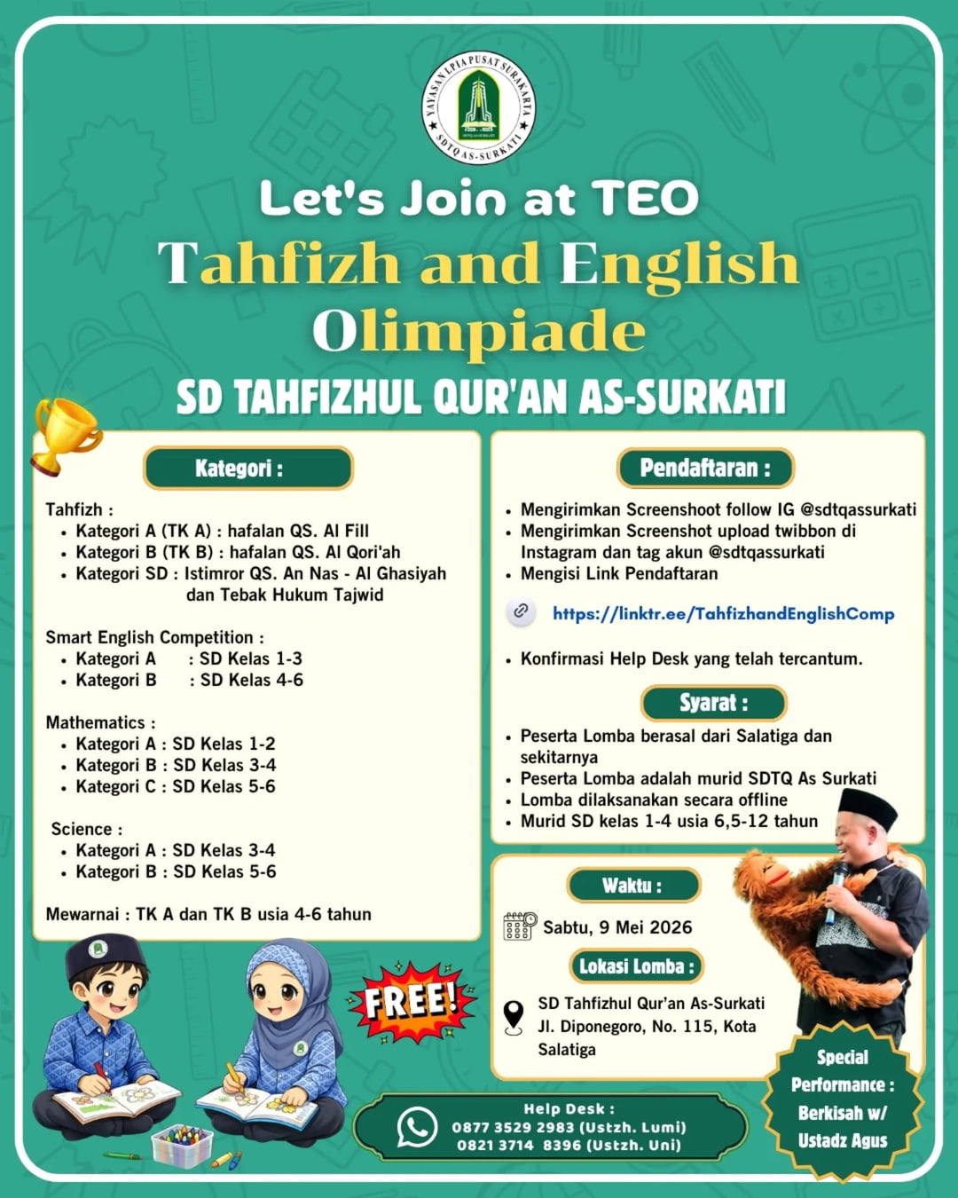 Tahfizh and English Olimpiade SD Tahfizul Qur'an As-Surkati - Poster 2