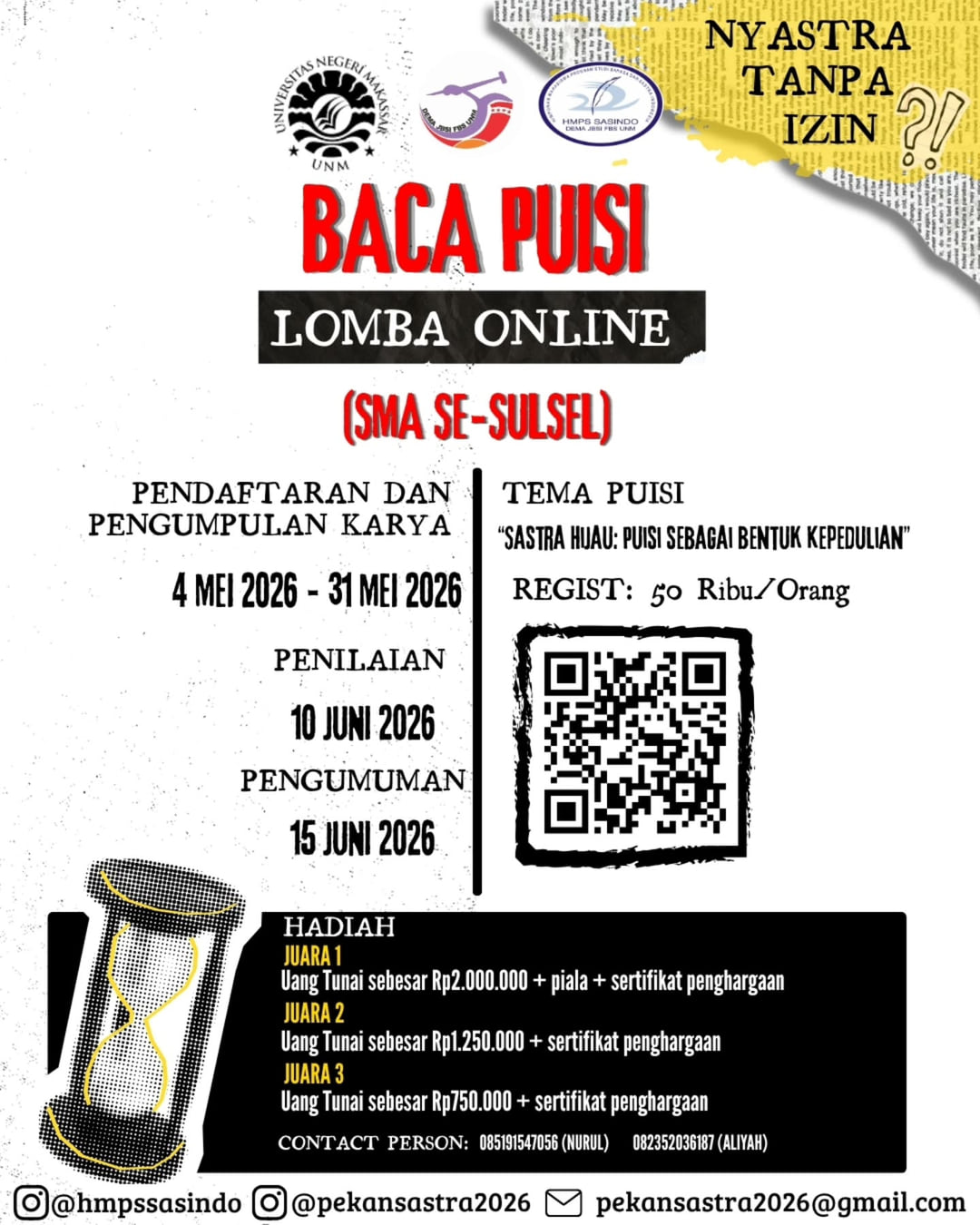 LOMBA BACA PUISI ONLINE (SMA SE-SULSEL) - Sastra Hijau: Puisi sebagai Bentuk Kepedulian - Poster 2