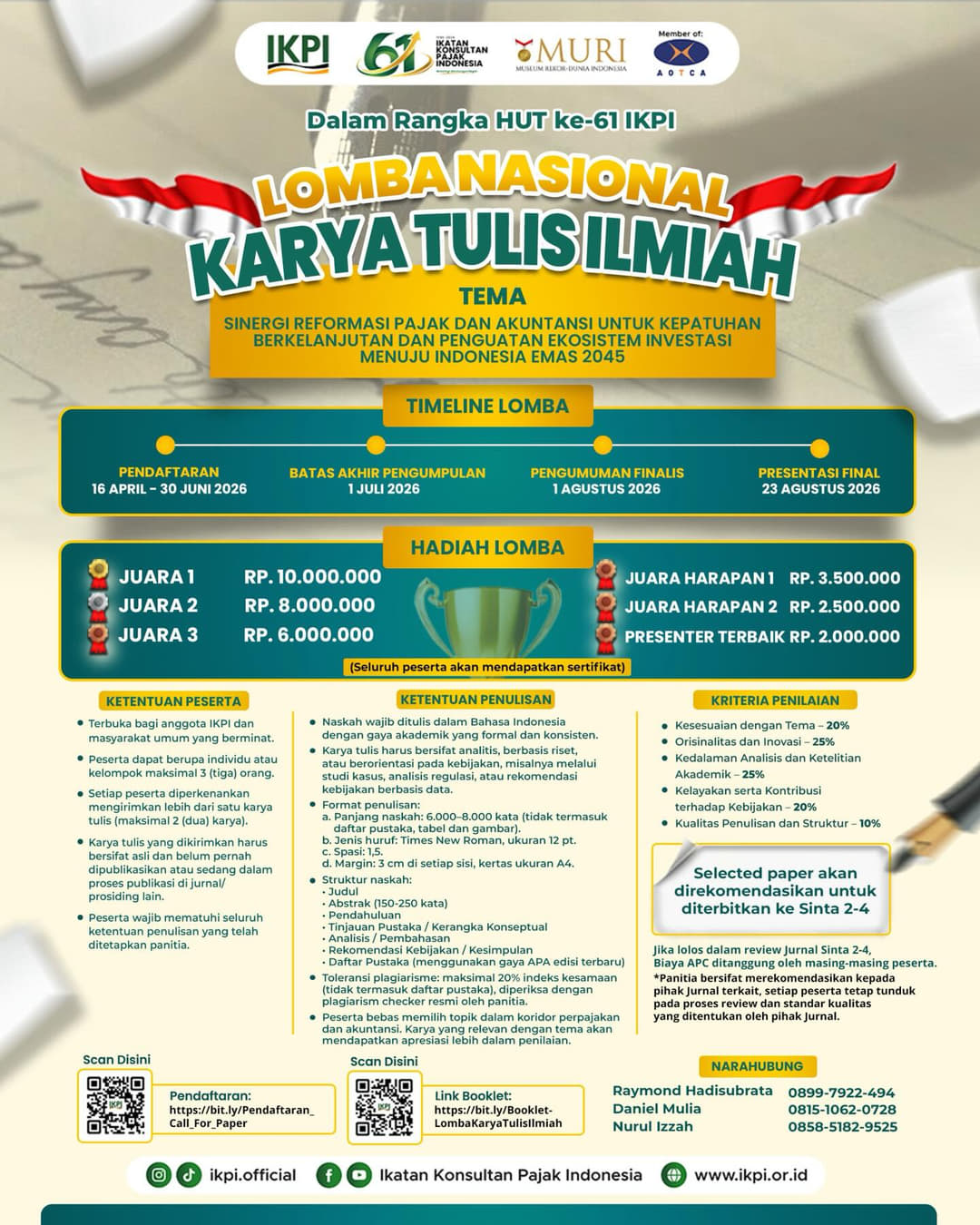 Lomba Nasional Karya Tulis Ilmiah IKPI 2026 - Poster 2