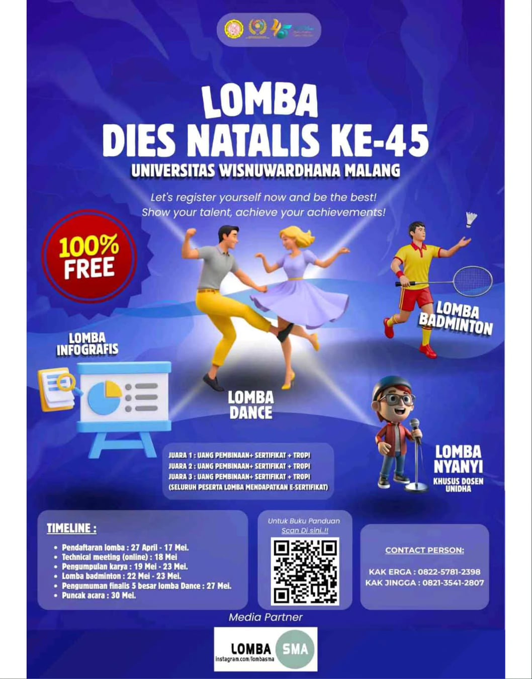 Lomba Dies Natalis ke-45 Universitas Wisnuwardhana Malang - Poster 2