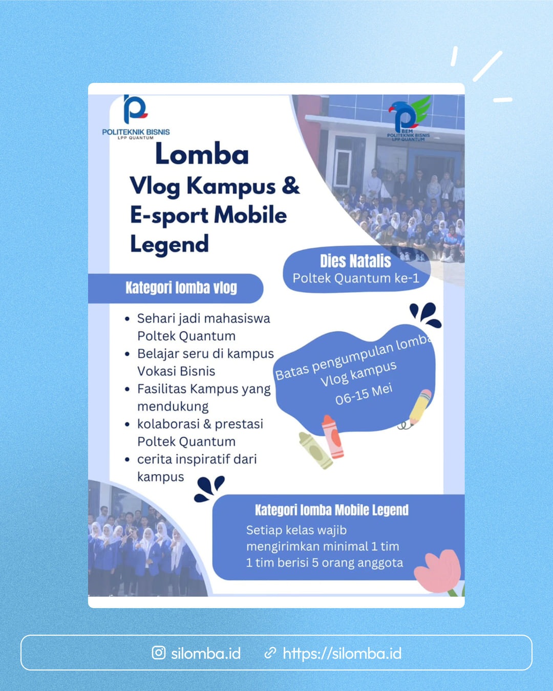 Lomba Vlog Kampus & E-sport Mobile Legend Dies Natalis Poltek Quantum ke-1 - Poster 1