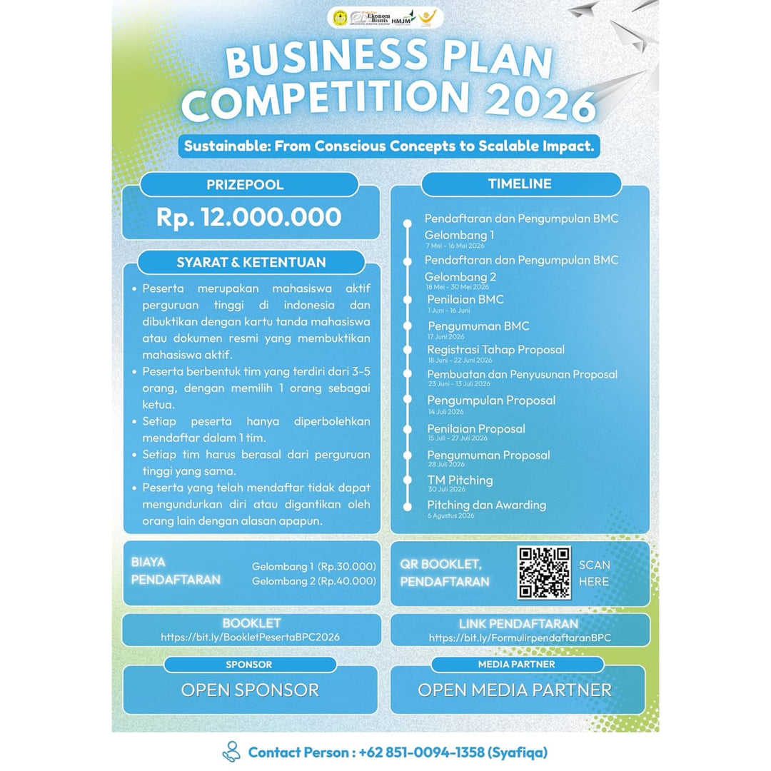 NATIONAL BUSINESS PLAN & BUSINESS CASE COMPETITION 2026 UNSOED - Poster 2