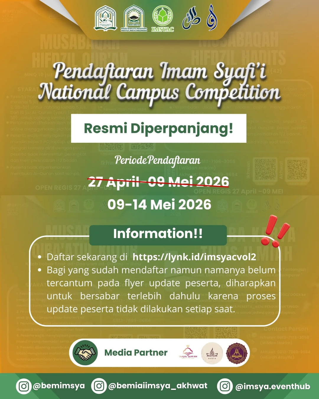 Imam Syafi’i National Campus Competition (IMSYAC Vol. 2) - Poster 2