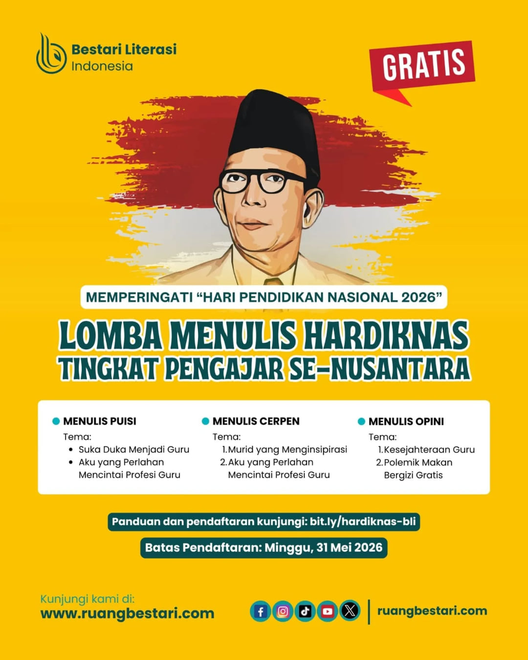 Lomba Menulis Hardiknas Tingkat Pengajar Se-Nusantara - Poster 2